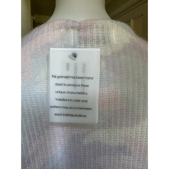 27 Miles Malibu Vaughn Cashmere Sweater Pastel Camo Hand Dyed Women's M NWT - Picture 6 of 8